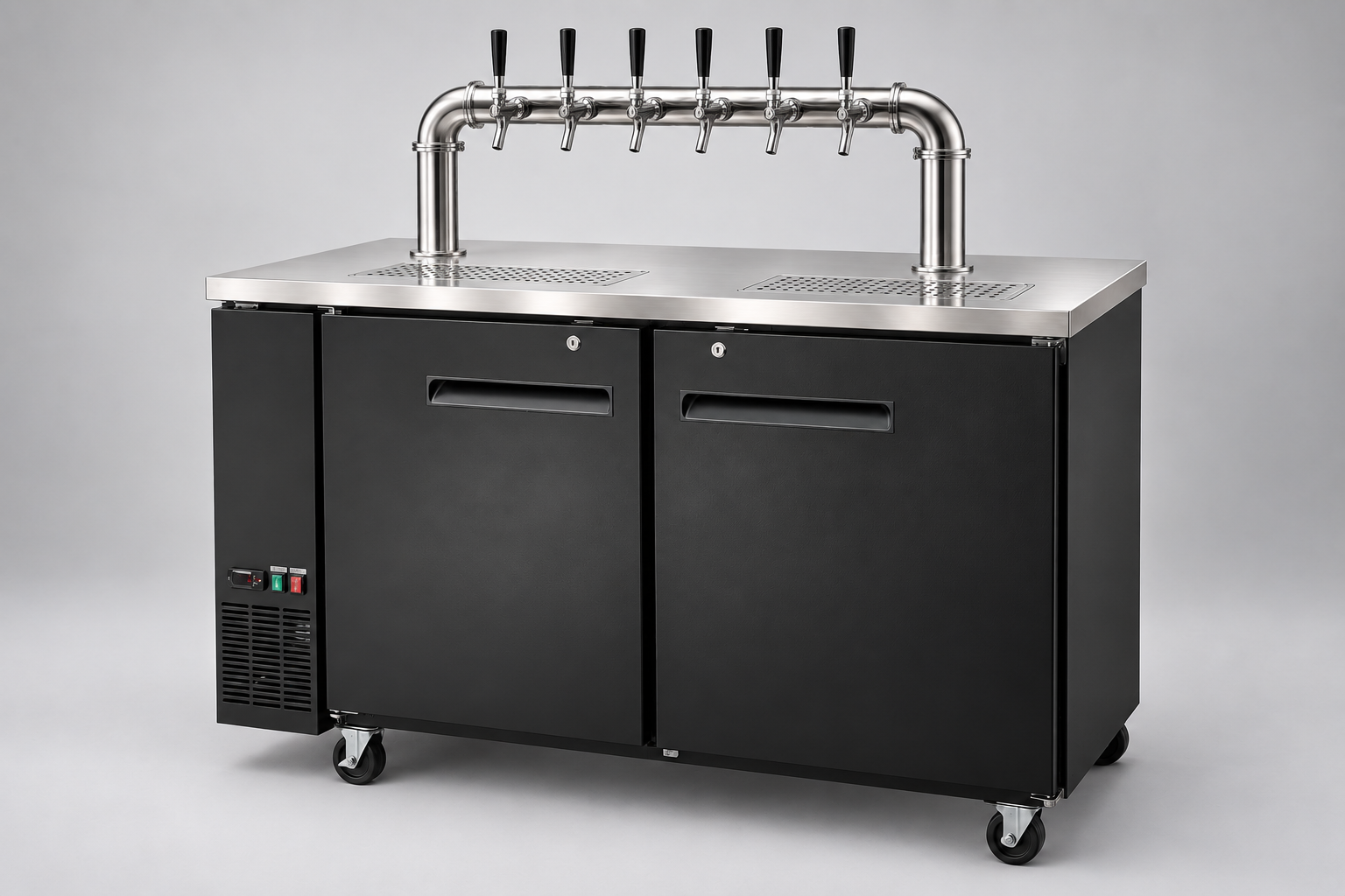 Gabinete Kegerator para ocho barriles con puente de seis salidas